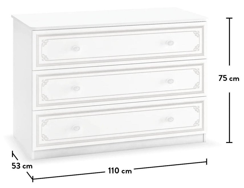 Комод детский Selena grey большой белый / серый