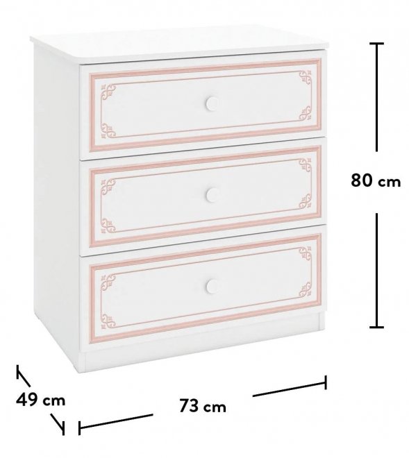 Комод детский Selena pink белый / розовый