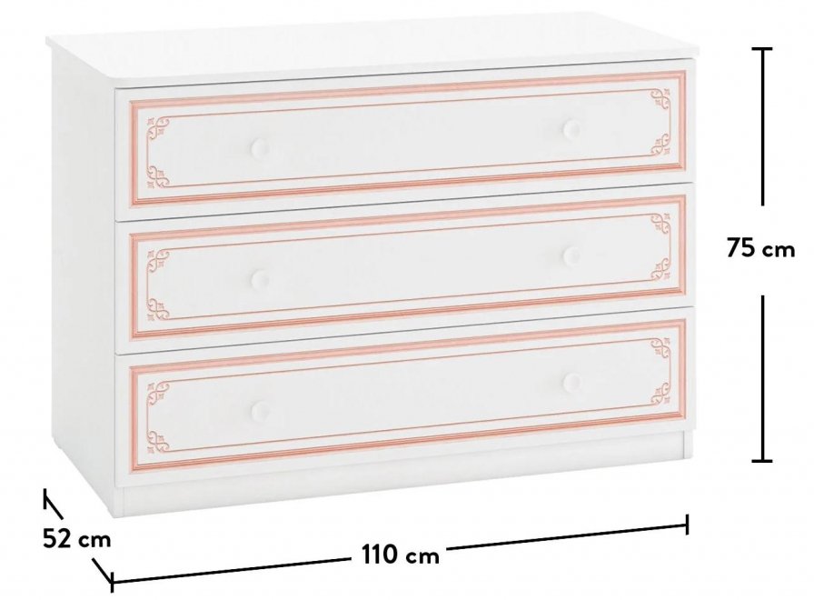 Комод детский Selena pink большой белый / розовый