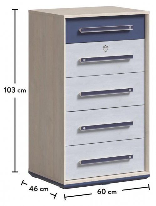 Комод детский Trio высокий трио / синий