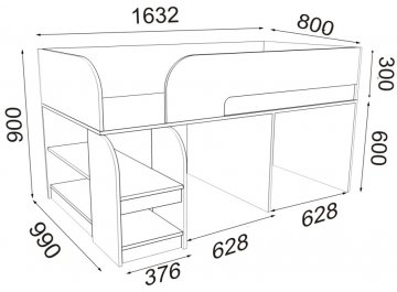 Кровать-чердак Астра 9/4