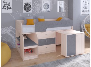 Кровать-чердак Астра 9 7 дуб молочный / железный камень