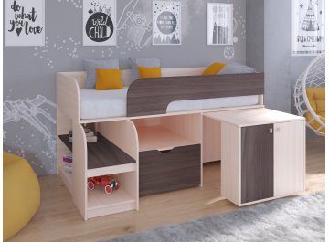 Кровать-чердак Астра 9 9 дуб молочный / дуб шамони