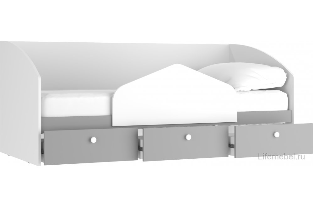 Подростковая кровать Умка 80х180 белый / серый камень