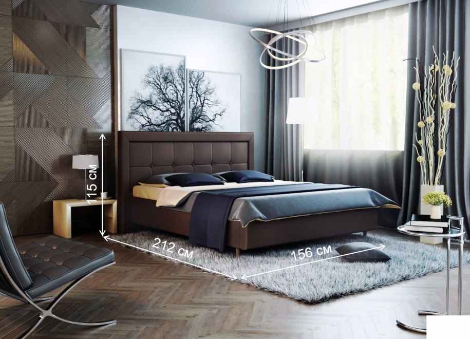 Полутораспальная кровать Афродита-8-1 120х200 с ПМ экокожа marvel chocolate