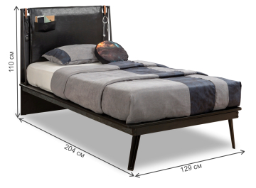 Полутораспальная кровать Line Dark Metal
