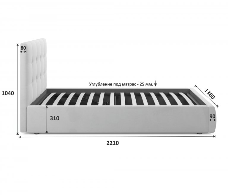 Полутораспальная кровать Selesta 120х200 с ПМ черный велюр