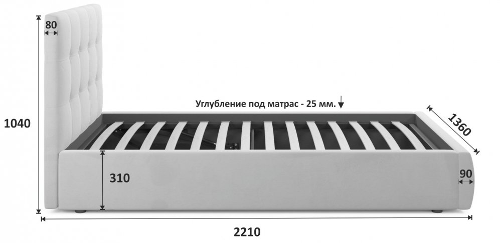 Полутораспальная кровать Велория 120х200 с ПМ черный велюр