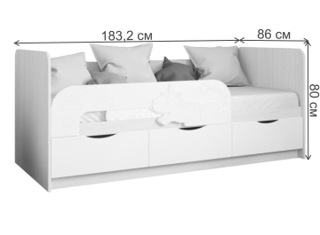 Детская кровать Единорог 80х180 мдф хризантема OR-06 / лдсп анкор светлый