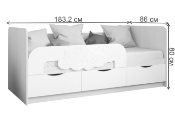 Детская кровать Мишки 80х180 мдф белая матовая JS9029-28 / лдсп дуб вотан