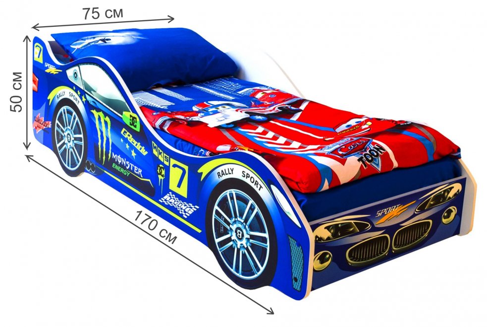 Кровать-машина Пилот синий