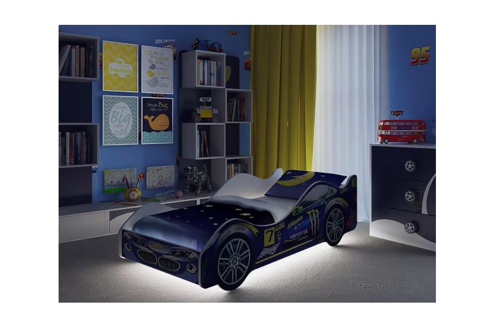 Кровать-машина Пилот синий