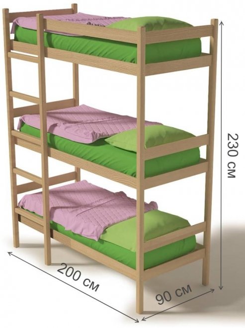 Трехъярусная кровать Линда 80х190
