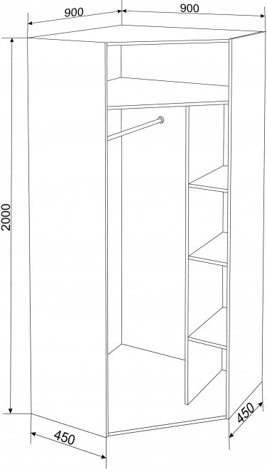 Шкаф Белла угловой дуб молочный / венге