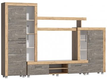 Готовая гостиная Аллегро №1 дуб крафт золотой / камень темный