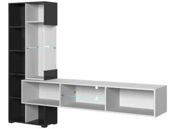 Готовая гостиная Лоук белый / чёрный глянец