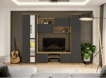 Готовая гостиная Бертелена дуб крафт серый / серый графит