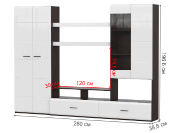 Готовая гостиная Токио дуб венге / белый глянец
