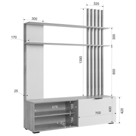 Модульная гостиная Бери К1 комплектация 1