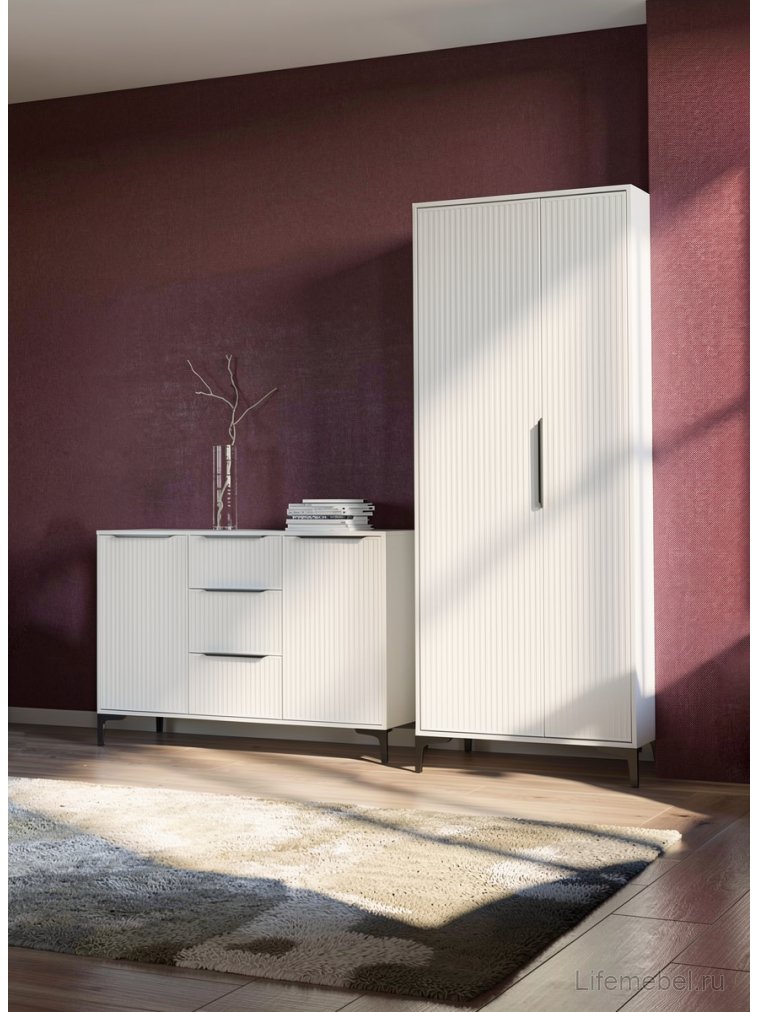 Модульная гостиная Иадама белый / белый глянец комплектация 3