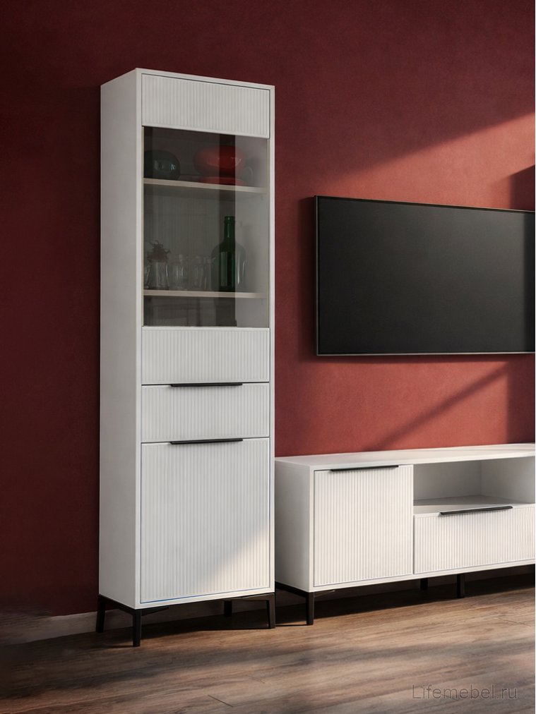 Модульная гостиная Иадама белый / белый глянец комплектация 4