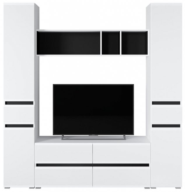 Модульная гостиная Сейдиль белый премиум / черный / белый глянец комплектация 3