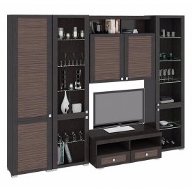 Стенка для гостиной Фиджи (комплектация 34) венге цаво / каналы дуба