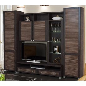 Стенка для гостиной Фиджи (комплектация 35) венге цаво / каналы дуба