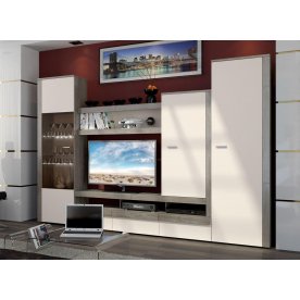 Стенка для гостиной Эйва (комплектация 2) фон бежевый / дуб верцаска