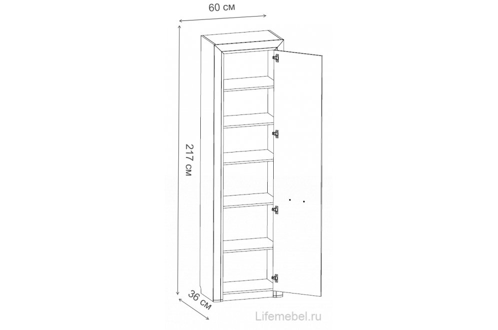 Шкаф однодверный с полками Olivia 1D дуб анкона