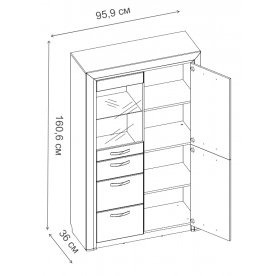 Шкаф-витрина Olivia 1V2D3S