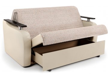 Диван-кровать Гранд Д140 аккордеон Корфу бежевый / экокожа бежевый