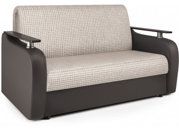 Диван-кровать Гранд Д140 аккордеон Корфу бежевый / экокожа шоколад