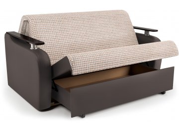Диван-кровать Гранд Д140 аккордеон Корфу бежевый / экокожа шоколад