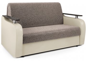 Диван-кровать Гранд Д140 аккордеон Корфу коричневый / экокожа бежевый