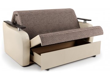 Диван-кровать Гранд Д140 аккордеон Корфу коричневый / экокожа бежевый