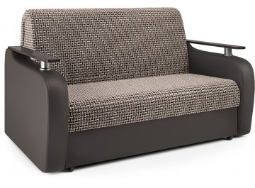 Диван-кровать Гранд Д140 аккордеон Корфу коричневый / экокожа шоколад
