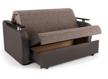 Диван-кровать Гранд Д140 аккордеон Корфу коричневый / экокожа шоколад
