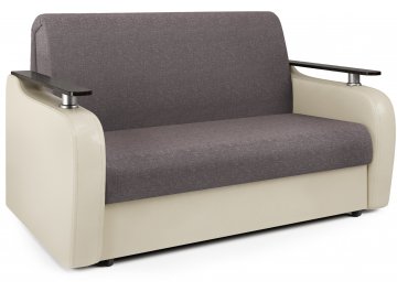 Диван-кровать Гранд Д140 аккордеон рогожка латте / экокожа бежевый