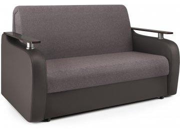 Диван-кровать Гранд Д140 аккордеон рогожка латте / экокожа шоколад