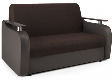 Диван-кровать Гранд Д140 аккордеон рогожка шоколад / экокожа шоколад