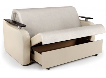 Диван-кровать Гранд Д160 аккордеон экокожа бежевый / шенилл бежевый