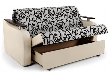 Диван-кровать Гранд Д160 аккордеон экокожа бежевый / узоры