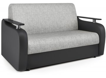 Диван-кровать Гранд Д160 аккордеон экокожа черная / серый шенилл