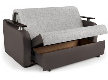 Диван-кровать Гранд Д160 аккордеон экокожа шоколад / серый шенилл