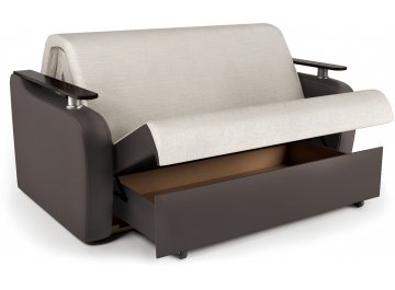 Диван-кровать Гранд Д160 аккордеон экокожа шоколад / шенилл бежевый