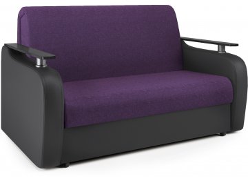 Диван-кровать Гранд Д160 аккордеон фиолетовая рогожка / черная экокожа