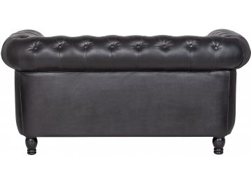 Диван из черной кожи Chesterfield Black Leather 2S
