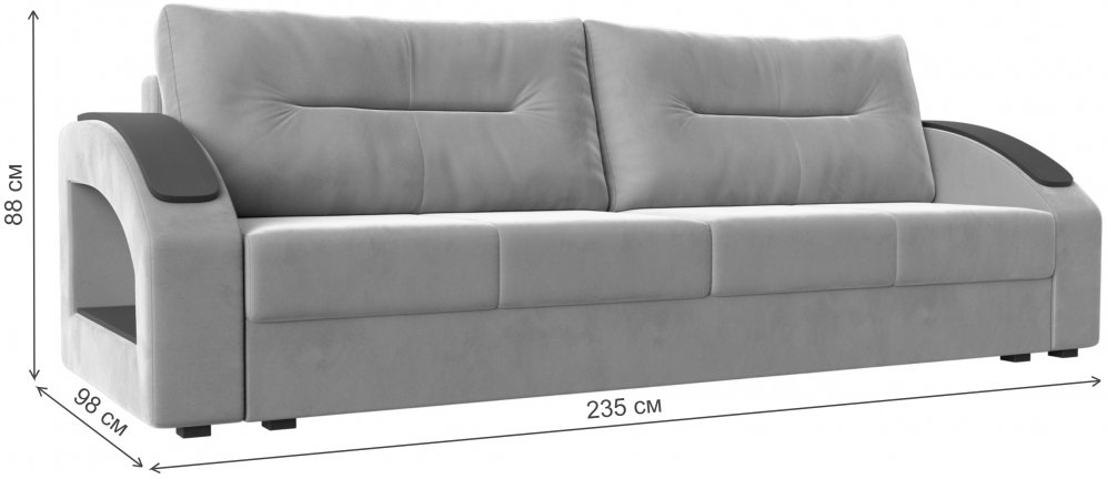 Диван Канзас велюр серый