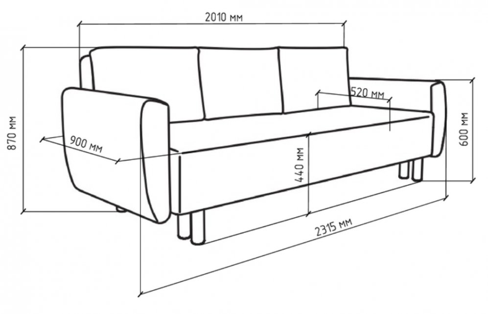 Диван Тулисия пастельно-голубая рогожка